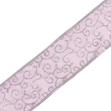 WRAPAHOLIC Christmas Wired Ribbon - Pink Glitter Design