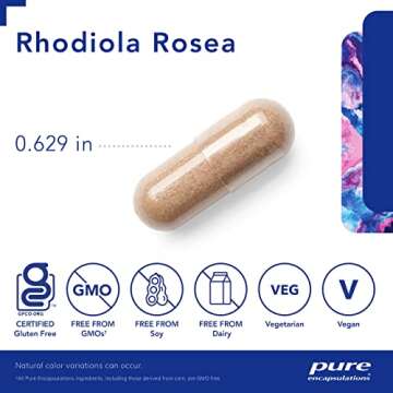 Pure Encapsulations Rhodiola Rosea - for Occasional Stress, Endurance & Fatigue Relief* - with Adaptogens - Gluten Free & Vegan - 90 Capsules