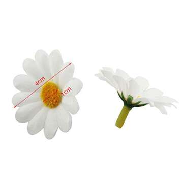 IVYRISE Fabric Daisy Flower Head 100PCS 1.5Inch White Artificial Gerbera Fake Flowers Heads for Wedding Party and DIY Craft