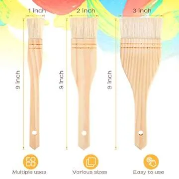 Flat Hake Brushes Hake Paint Brush Artist Painting Set Sheep Hair Bristles Wash for Watercolor, Wash, Ceramic and Pottery Painting, 1, 2 inch and 3 Inch(9 Pieces)
