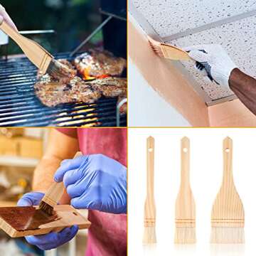 Flat Hake Brushes Hake Paint Brush Artist Painting Set Sheep Hair Bristles Wash for Watercolor, Wash, Ceramic and Pottery Painting, 1, 2 inch and 3 Inch(9 Pieces)