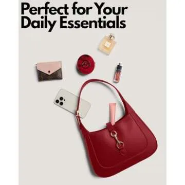 Shoulder Bag for Women - Small Shoulder Purses - Red Purse - Cute Trendy Hobo Handbags - Adjustable Strap Vegan Leather