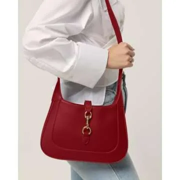 Shoulder Bag for Women - Small Shoulder Purses - Red Purse - Cute Trendy Hobo Handbags - Adjustable Strap Vegan Leather