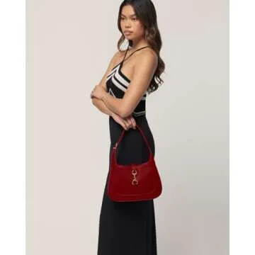 Shoulder Bag for Women - Small Shoulder Purses - Red Purse - Cute Trendy Hobo Handbags - Adjustable Strap Vegan Leather
