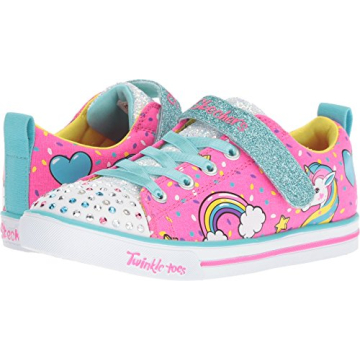 Skechers Twinkle Toes Sparkle Lite-Unicorn Craze Sneakers for Girls - Neon Pink/Multi