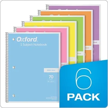 Oxford Spiral Notebook Set - Pastel Colors, Wide Ruled, 6 Pack