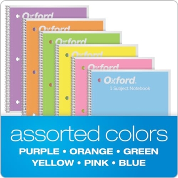 Oxford Spiral Notebook Set - Pastel Colors, Wide Ruled, 6 Pack