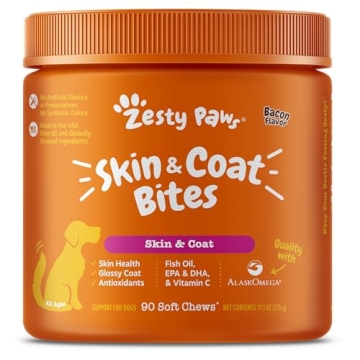 Zesty Paws Omega 3 Fish Oil for Dogs Soft Chews - Fish Oil Omega 3 Supplements for Dogs with EPA & D...