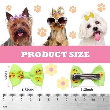 YAKA 60PCS (30 Paris) Cute Puppy Dog Small Bowknot Hair Bows with Metal Clips Handmade Hair Accessories Bow Pet Grooming Products (60 Pcs,Cute Patterns)