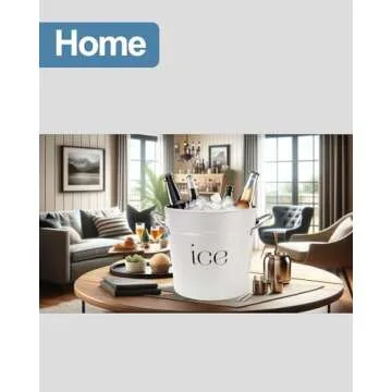 3Qt White Galvanized Ice Bucket with Lid, Scoop & Handles - Ideal for Cocktails, Parties, BBQs, Wine & Champagne. Double-Layer Insulated Outer & Galvanized Inner Layer, Perfect for Home & Outdoor Use