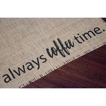 It's Always Coffee Time Coffee Maker Mat - The ORIGINAL Burlap Placemat for your Keurig - Made in the USA
