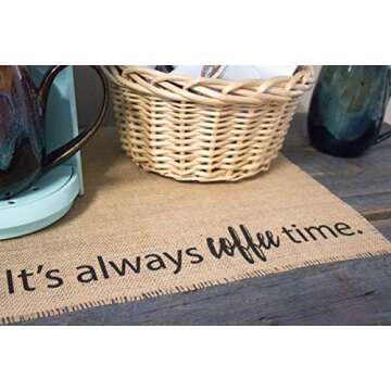 It's Always Coffee Time Coffee Maker Mat - The ORIGINAL Burlap Placemat for your Keurig - Made in the USA