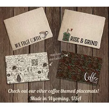 It's Always Coffee Time Coffee Maker Mat - The ORIGINAL Burlap Placemat for your Keurig - Made in the USA