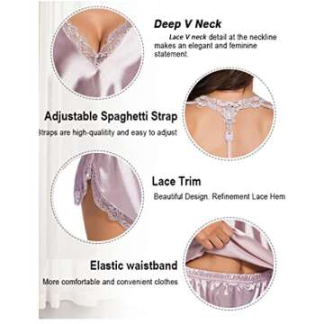 Avidlove Satin Pajamas Set Sleepwear Womens Sexy Lingerie Cami Shorts Set Nightwear Coffee Medium