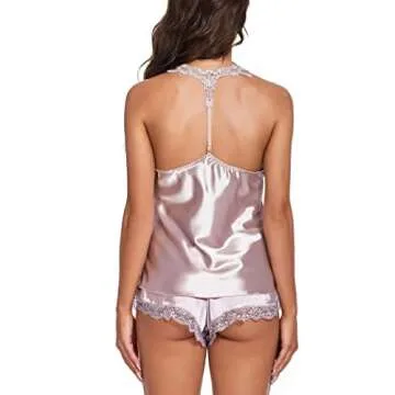 Avidlove Satin Pajamas Set Sleepwear Womens Sexy Lingerie Cami Shorts Set Nightwear Coffee Medium