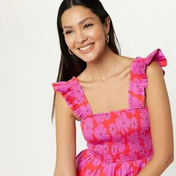 Kari Ruffled-Shoulder Plus Size Mini Dress - Trendy Floral Style