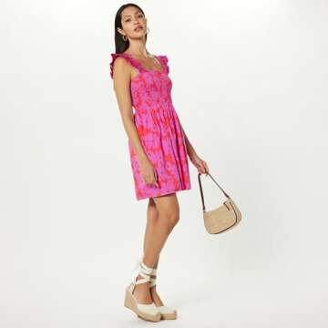 Kari Ruffled-Shoulder Plus Size Mini Dress - Trendy Floral Style