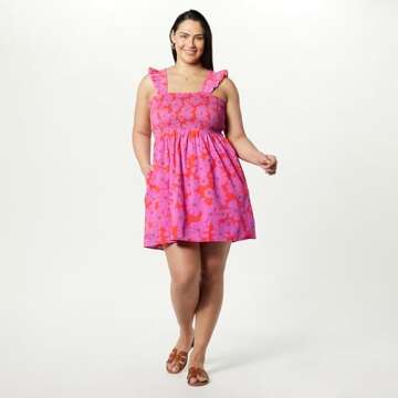 Kari Ruffled-Shoulder Plus Size Mini Dress - Trendy Floral Style