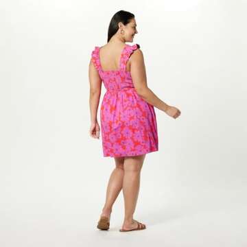 Kari Ruffled-Shoulder Plus Size Mini Dress - Trendy Floral Style