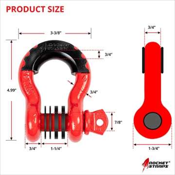 Rocket Straps Heavy Duty D Ring Shackles - 2 Pack 41,850lbs