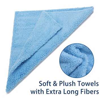 CARCAREZ Microfiber Towels for Cars, Car Drying Wash Detailing Buffing Polishing Towel with Plush Ed...