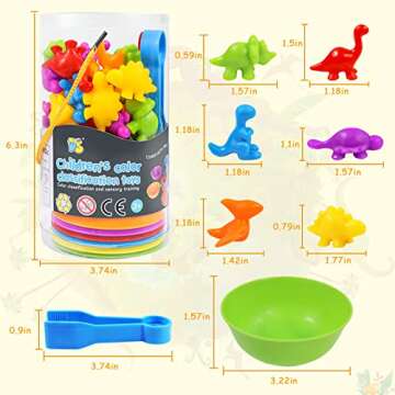 RAEQKS Counting Sorting Dinosaurs Toys Matching Montessori Toys with Bowls Preschool Learning Activi...