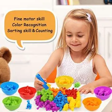 RAEQKS Counting Sorting Dinosaurs Toys Matching Montessori Toys with Bowls Preschool Learning Activities Educational Sensory Game Stacking Toy Sets Animals Gifts for Toddlers Kids Boys Girls