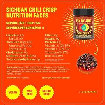 FLYBYJING Sichuan Chili Crisp, Gourmet Spicy Tingly Crunchy Hot Savory All-Natural Chili Oil Sauce w/Sichuan Pepper, Versatile Hot Sauce Good on Everything and Vegan, 6oz (Pack of 2)
