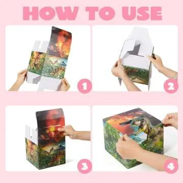 JOYIN Valentines Boxes Dinosaur, 30 Pcs Cards with Classroom Mailbox for Kids Party Favor, Exchange Prizes, 6 Designs