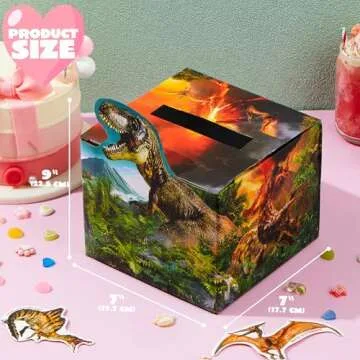 JOYIN Valentines Boxes Dinosaur, 30 Pcs Cards with Classroom Mailbox for Kids Party Favor, Exchange Prizes, 6 Designs