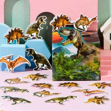 JOYIN Valentines Boxes Dinosaur, 30 Pcs Cards with Classroom Mailbox for Kids Party Favor, Exchange Prizes, 6 Designs
