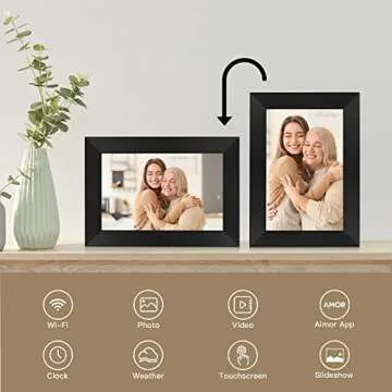 Digital Photo Frame Hyjoy WiFi Digital Picture Frame 8 Inch with IPS HD Touch Screen, Auto-Rotate Function, Easy Setup to Share Photos or Videos from Anywhere via AiMOR App