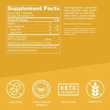 Bulletproof Sugar-Free Peach Ginger Turmeric Gummies, 60 Count, Keto Supplement for Joint and Inflammation Response Support, New and Improved Flavor and texure, Packaging May Vary