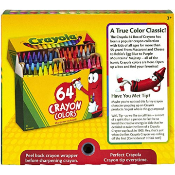 64 Vibrant Crayons with Sharpener for Creative Fun