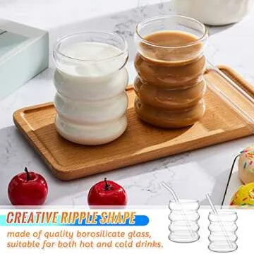 Creative Glass Cups Set - Ribbed Drinking Glasses for All