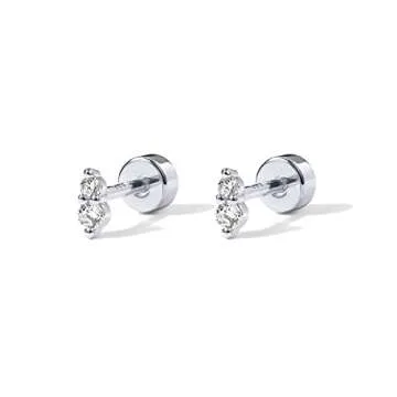 Stylish Rhodium Plated CZ Flat Back Earrings for Women