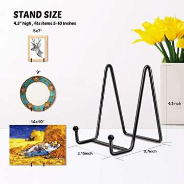 Mocoosy 2 Pack 4 Inch Plate Stands for Display - Black Iron Easel Plate Holder Display Stands Metal ...