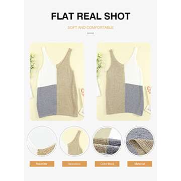 HOTAPEI Women's V Neck Color Block Tank Top for Summer