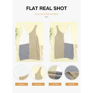 HOTAPEI Women's V Neck Color Block Tank Top for Summer