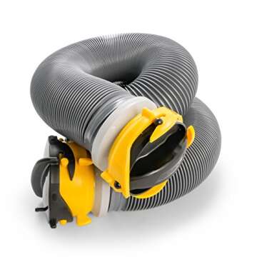 Camco 39665 Deluxe 10' Sewer Hose Extension - Heavy Duty Design with Swivel Fittings, Easy to Use and Compresses for Simple Storage, Storage Caps Included, Gray