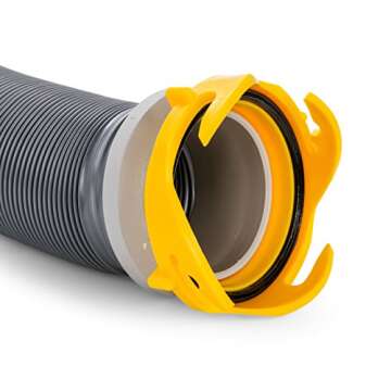 Camco 39665 Deluxe 10' Sewer Hose Extension - Heavy Duty Design with Swivel Fittings, Easy to Use and Compresses for Simple Storage, Storage Caps Included, Gray