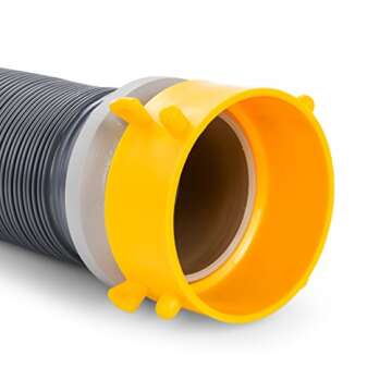 Camco 39665 Deluxe 10' Sewer Hose Extension - Heavy Duty Design with Swivel Fittings, Easy to Use and Compresses for Simple Storage, Storage Caps Included, Gray