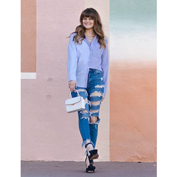 Stylish GRAPENT Women's Casual Button Down Shirt