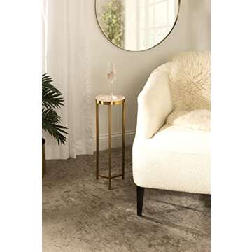 Kate and Laurel Aguilar Modern Drink Table, 9 x 9 x 23, Pink and Gold, Genuine Rose Quartz Accent Ta...