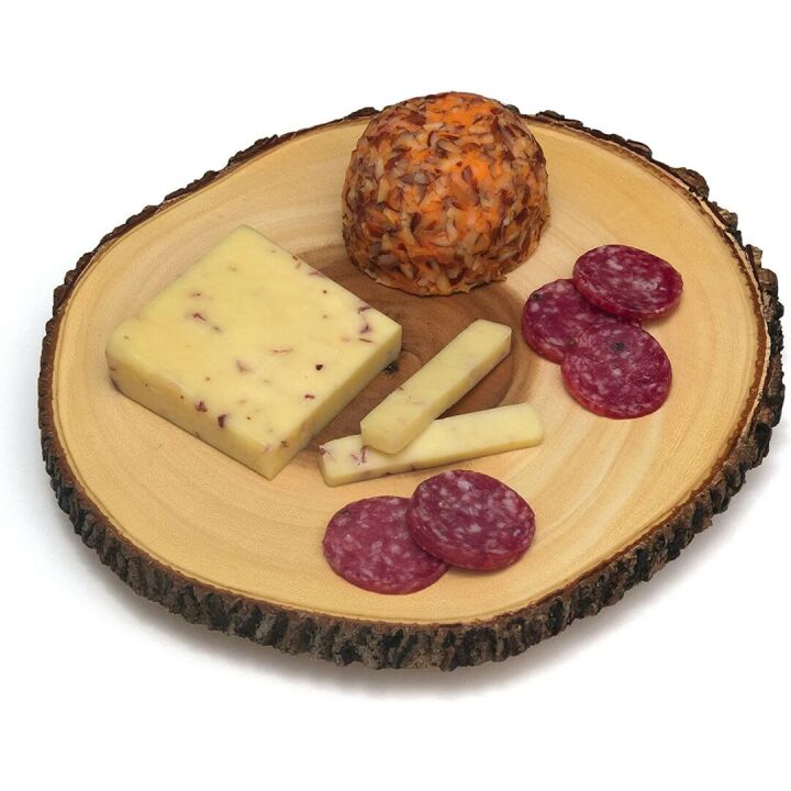 Acacia Tree Bark Footed Server for Cheese and Snacks