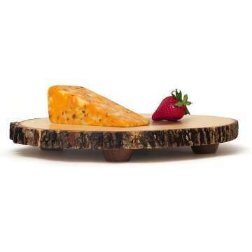 Acacia Tree Bark Footed Server for Cheese and Snacks