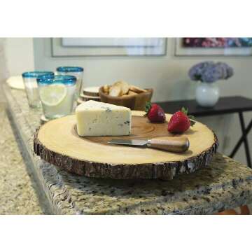 Acacia Tree Bark Footed Server for Cheese and Snacks