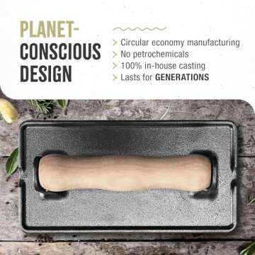 Victoria Cast Iron Panini Press, Burger Press, Bacon Press, Grill Press, Seasoned with 100% Kosher Certified Non-GMO Flaxseed Oil, Model Number: GAD-025