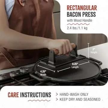 Victoria Cast Iron Panini Press, Burger Press, Bacon Press, Grill Press, Seasoned with 100% Kosher Certified Non-GMO Flaxseed Oil, Model Number: GAD-025