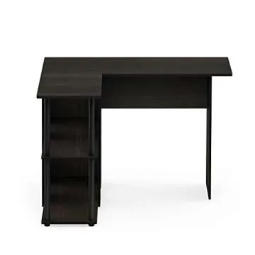 Furinno Abbott L-Shape Computer Desk with Bookshelf, Espresso/Black